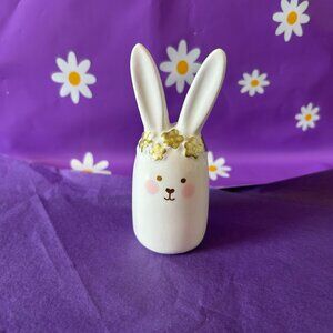 Mini Bunny Decor 🐰✨ White Ceramic w/ Gold Floral Crown  (NWOT)